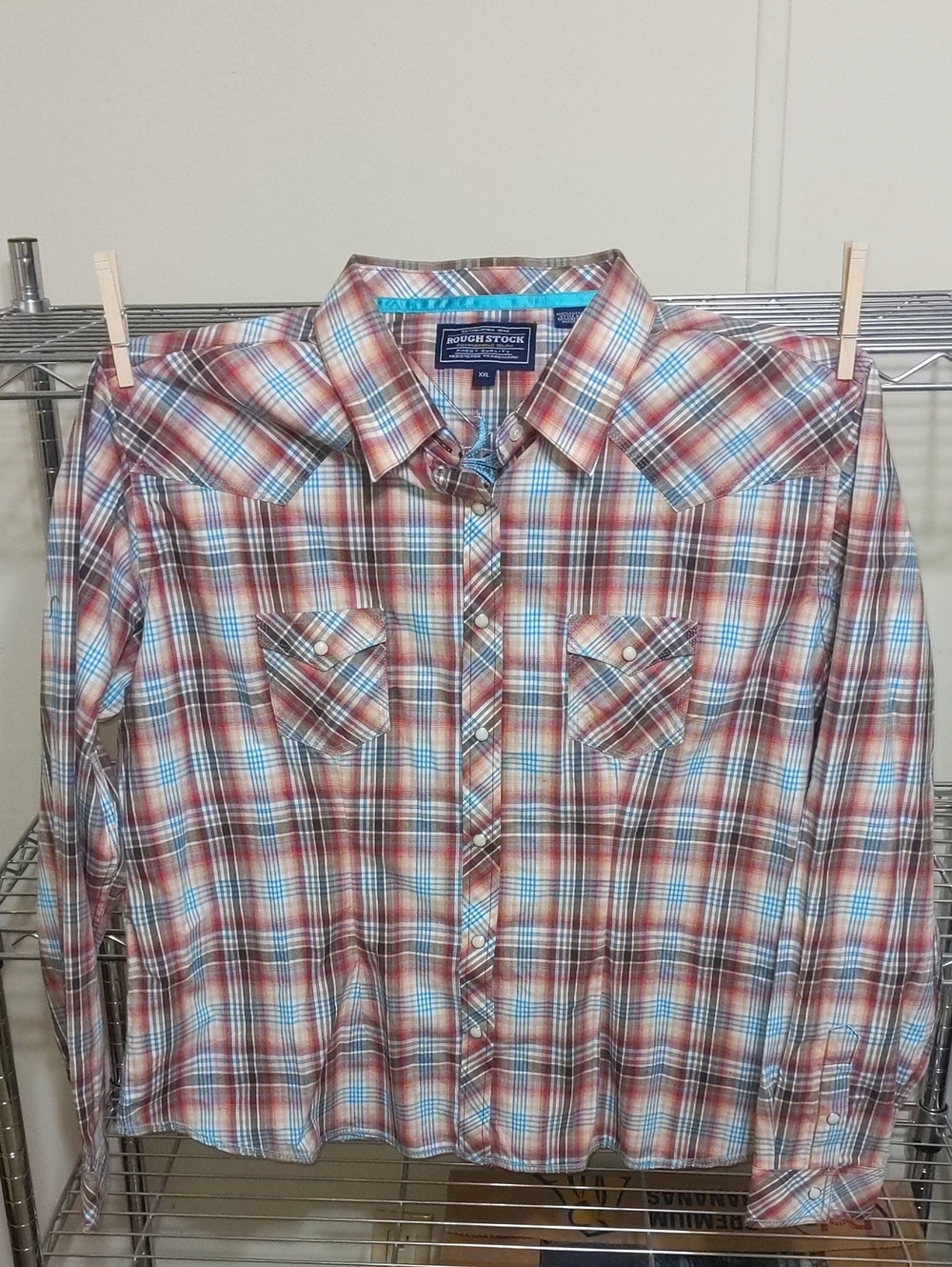 Rough Stock Women's Red Plaid Button-Down Shirt